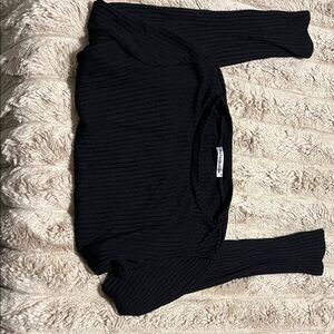Black Ribbed Reformation Long Sleeve Top